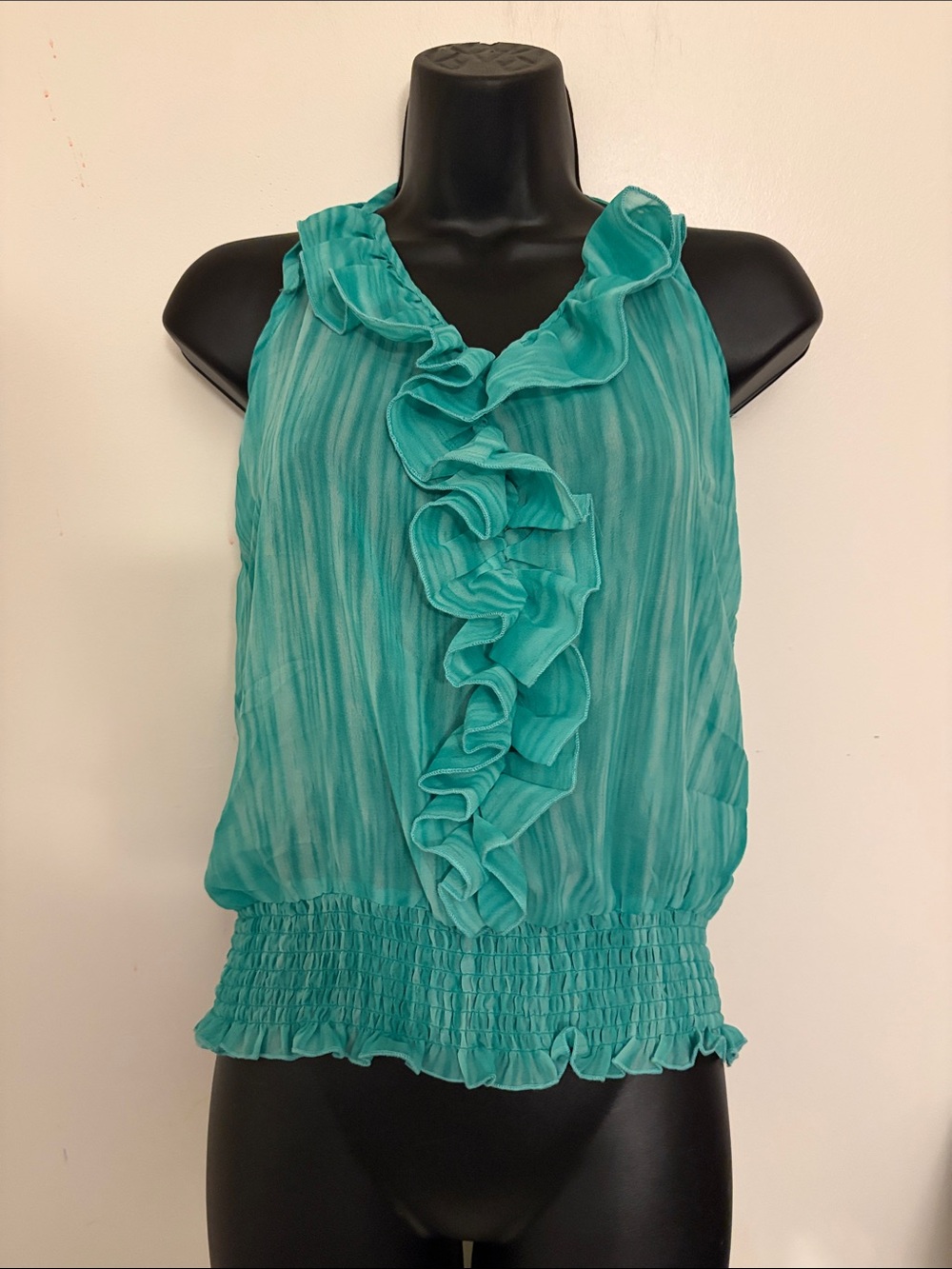 Poetry Teal Ruffle-Front Halter Camisole